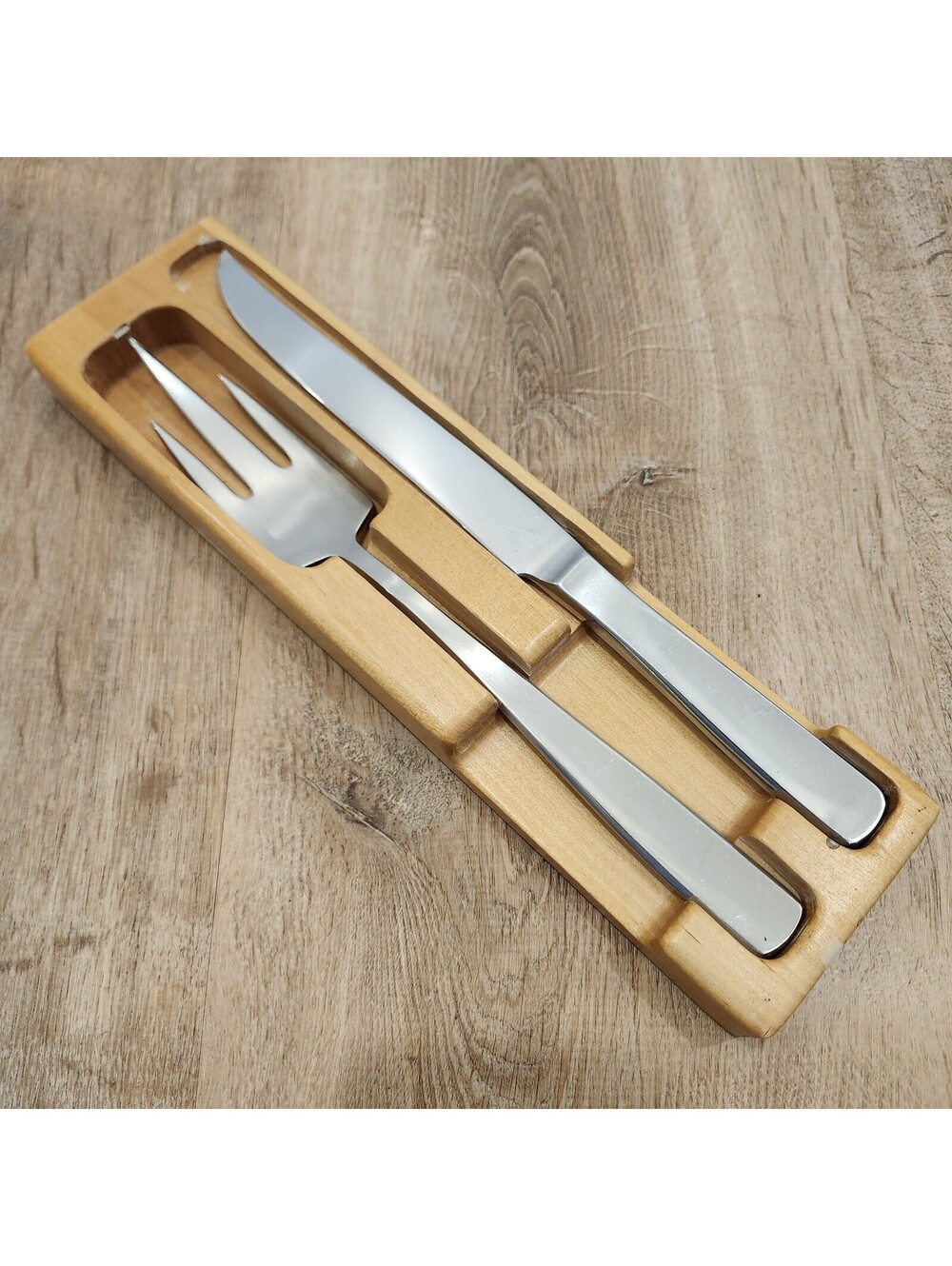 Gense Sweden Facette 18-8 Stainless Steel 3 Tine Carving Fork Knife Set MCM